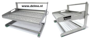 Blokvlak werkbordes-opstap, verstelbaar plateau 100x40cm. roestvrij staal