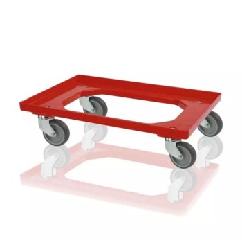 rolwagen, euronorm 41x61cm rood (dunne rand) met rubberen wielen