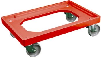 EURO-rolli rolwagen 40x60cm rood (dikke rand) met PP wielen