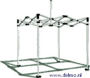 Ezup tentframe 3x3mtr Pro, wit zwaar gecoat, hoogte instelbaar