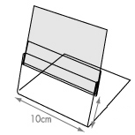 prijskaartstandaard E, 10 cm hoog transparant, breedte 10 cm