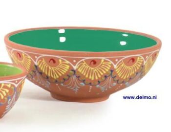 aardewerk schaal Andalusia 26 cm inwendig groen