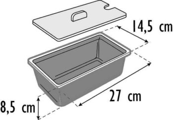 plexi bak zwart, rechthoek 1,5 ltr. 270x270x145x x85mm