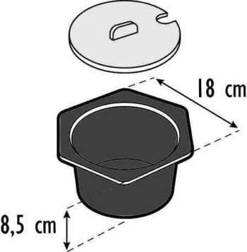 plexi pot, zwart zeshoek 1,5 ltr met ronde bodem