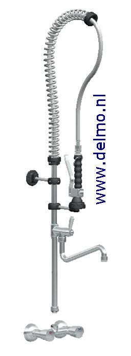 Blokvlak voorspoeldouche, wandmontage met tussenkraan