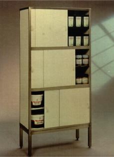 Blokvlak kruidenkast 210x100x40cm. met schuifdeuren, wit