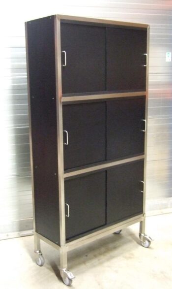 Blokvlak kruidenkast 210x100x40cm. met schuifdeuren, zwart