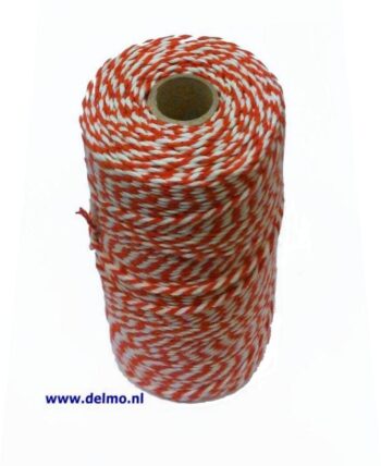 mini-klos katoenkoord rood/wit (100gr.)