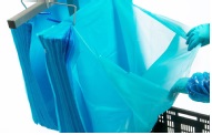 HDPE kratzakken op stift, 58x22x63cm 20 dikte 20my. blauw