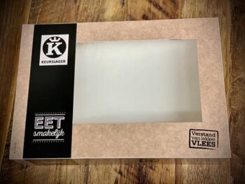 Keurslager, caterwaredozen, 36x25x8cm. Kraftlook