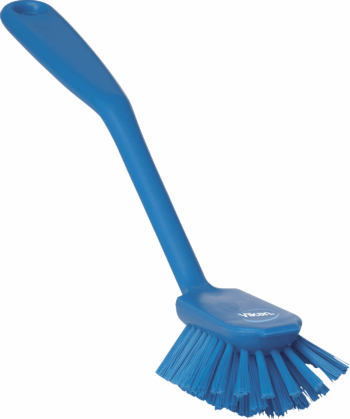 Vikan 42373 afwasborstel rond kop 280mm met schrapertje, blauw