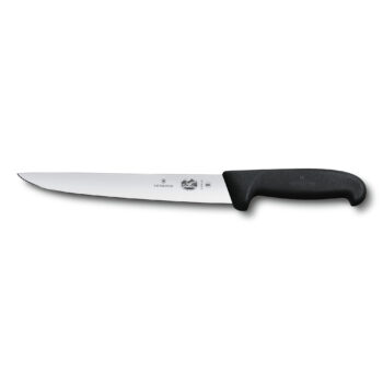 Victorinox steekmes, recht lemmet 25cm. zwart Fibrox heft