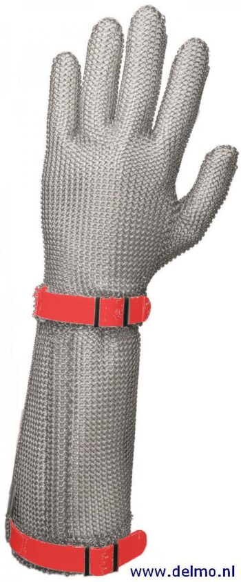 Niroflex EasyFit handschoen, rood M-3 met 19cm manchet, kunststof band