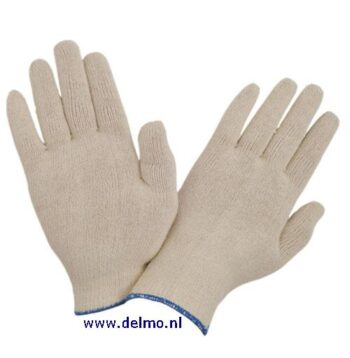 onderhandschoen katoen met boord, 23cm. 23cm maat universeel, blauwe rand