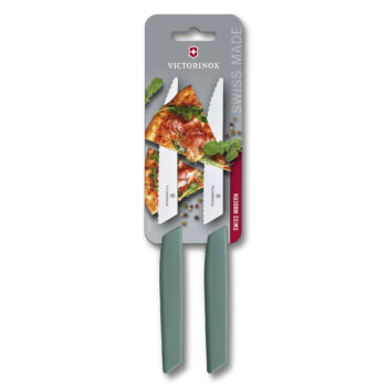 Victorinox Sw.Mod set 2 steakmes, 12cm golf, salie-groen heft (ZB-karton)