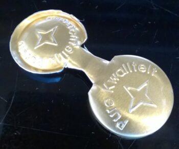 alu worstlabels 22 mm. goudkleurig