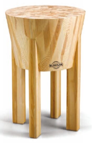 Blokvlak acacia-houten Conica hakblok rond 60, dikte 40cm. op onderstel